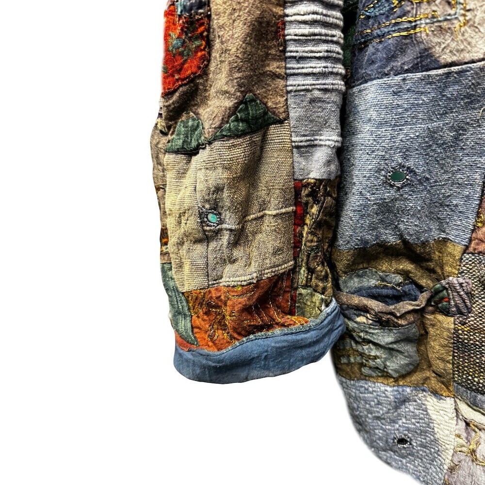 Jacket Womens S Multicolor Boho Patchwork Quilted… - image 3